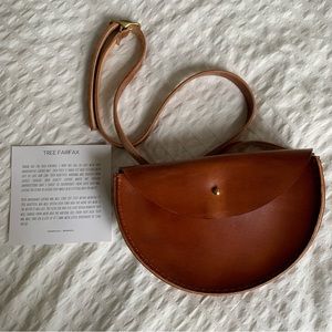 Tree Fairfax Extended Half Moon Crossbody Belt Bag, Brown leather, handmade